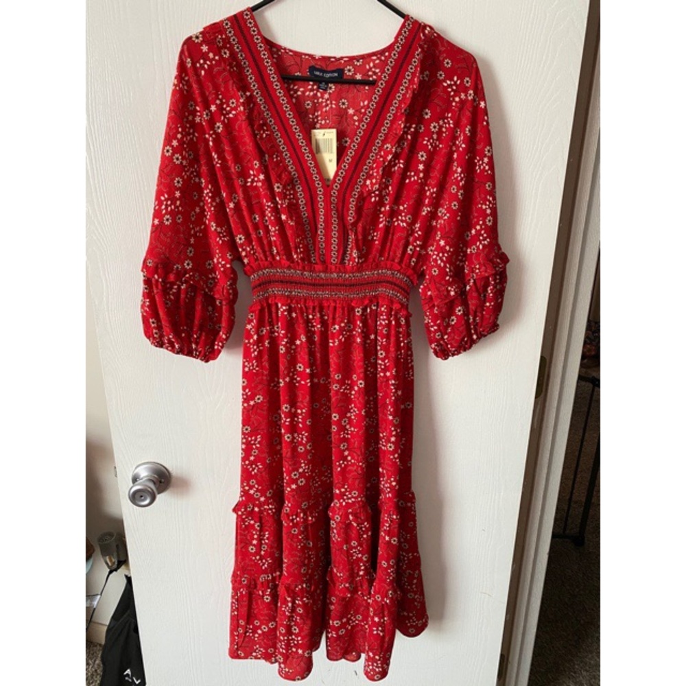 Red floral dress